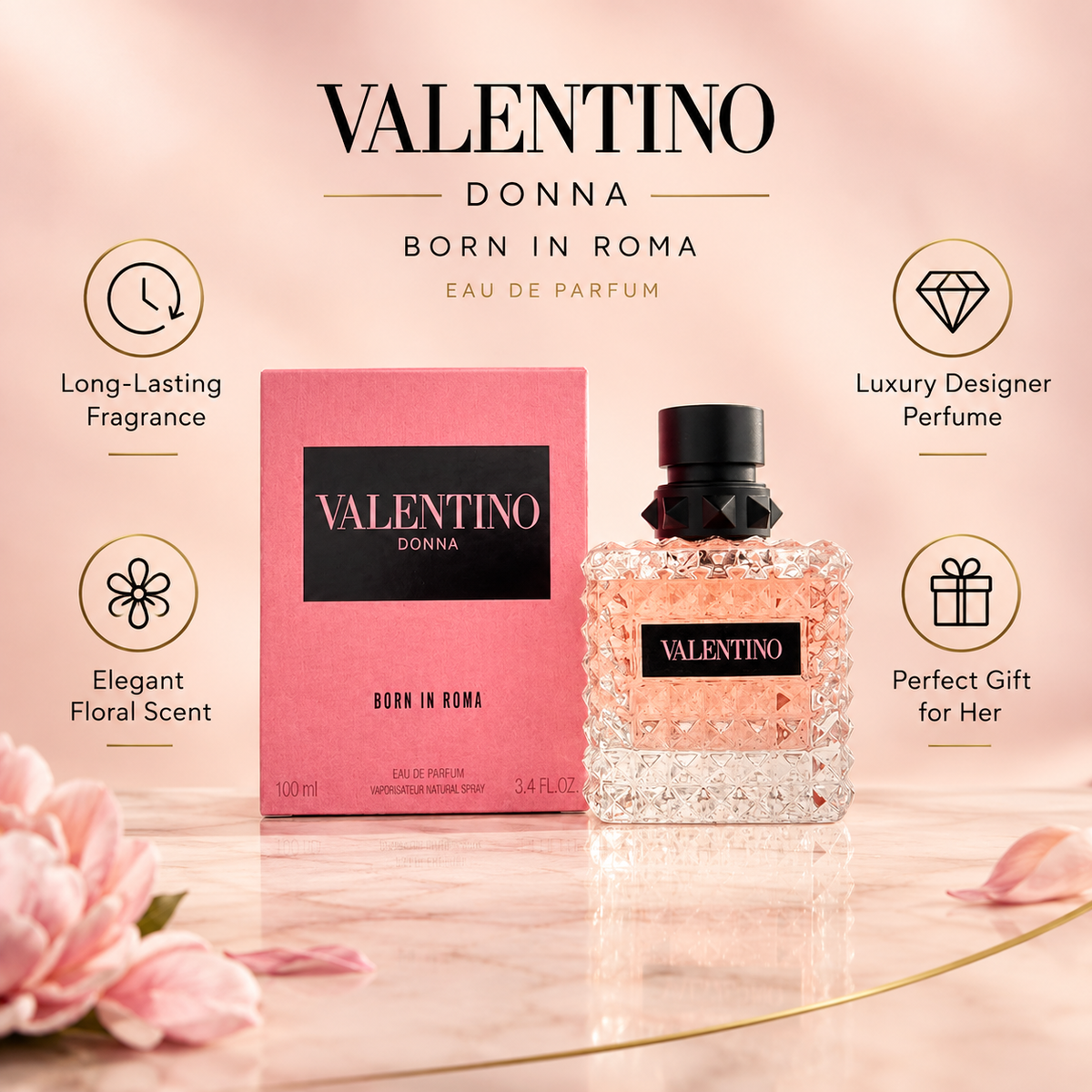 Valentino Donna Born In Roma Eau de Parfum for Women – 100ml / 3.4 oz