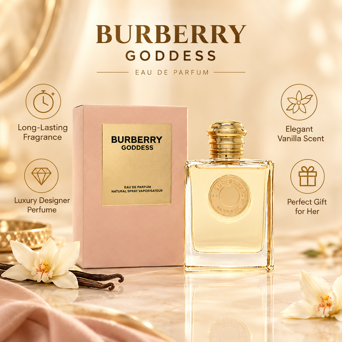 Burberry Goddess EDP 3.3 oz Women’s Perfume Brand New Sealed Long-Lasting